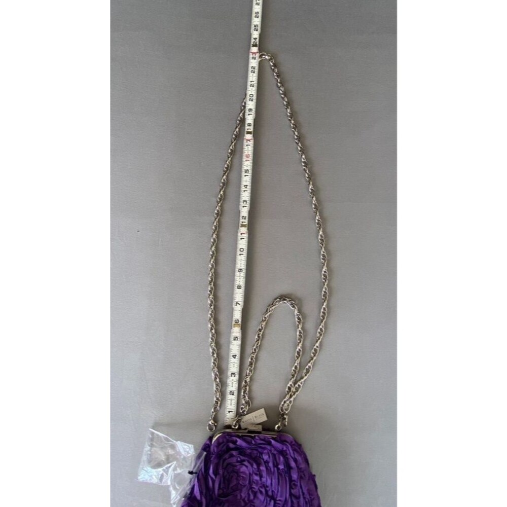 NWT White House Black Market Purple Rosette Floral Clutch Chain Bag Convertible - Picture 11 of 12